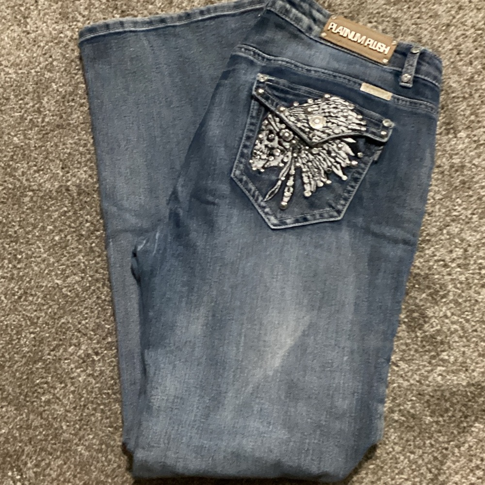 RANMARU Blue Embellished Women's Flare Jeans